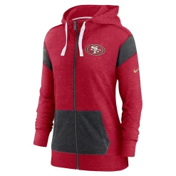Women's Nike Heathered Scarlet/Heathered Black San Francisco 49ers Plus Size Monaco Full-Zip Hoodie -Nike Clothing store 6024535 ALT2