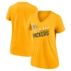 Women's Nike Gold Green Bay Packers Slant Logo Tri-Blend V-Neck T-Shirt