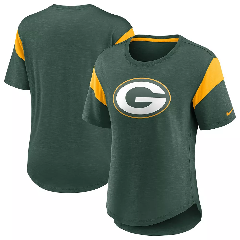 Women's Nike Heathered Green Green Bay Packers Primary Logo Slub Fashion Top 1 Women's Nike Heathered Green Green Bay Packers Primary Logo Slub Fashion Top