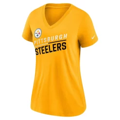 Women's Nike Gold Pittsburgh Steelers Slant Logo Tri-Blend V-Neck T-Shirt -Nike Clothing store 6024868 ALT2