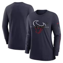Women's Nike Navy Houston Texans Prime Split Long Sleeve T-Shirt