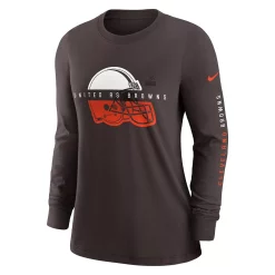 Women's Nike Brown Cleveland Browns Prime Split Long Sleeve T-Shirt -Nike Clothing store 6025111 ALT2