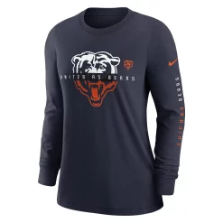 Women's Nike Navy Chicago Bears Prime Split Long Sleeve T-Shirt -Nike Clothing store 6025123 ALT2