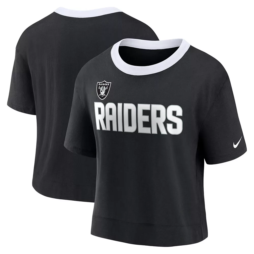 Women's Nike Black Las Vegas Raiders High Hip Fashion Cropped Top 1 Women's Nike Black Las Vegas Raiders High Hip Fashion Cropped Top