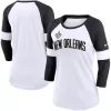 Women's Nike New Orleans Saints White/Heathered Black Football Pride Slub 3/4 Raglan Sleeve T-Shirt