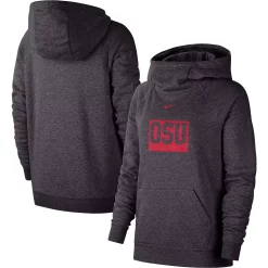 Women's Nike Charcoal Ohio State Buckeyes Essential Funnel Neck Raglan Pullover Hoodie