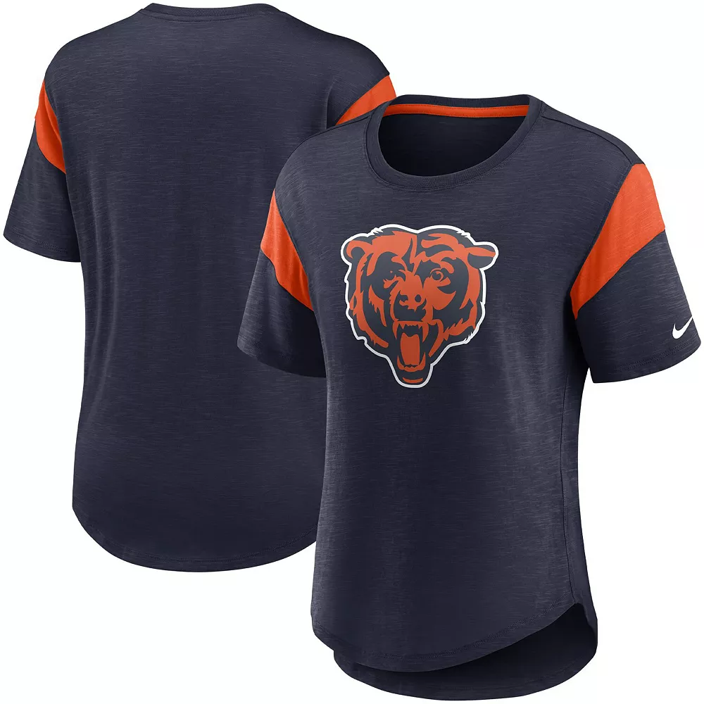 Women's Nike Heathered Navy Chicago Bears Primary Logo Slub Fashion Top 1 Women's Nike Heathered Navy Chicago Bears Primary Logo Slub Fashion Top