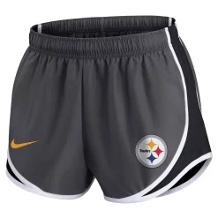 Women's Nike Charcoal Pittsburgh Steelers Plus Size Logo Performance Tempo Shorts -Nike Clothing store 6025566 ALT2