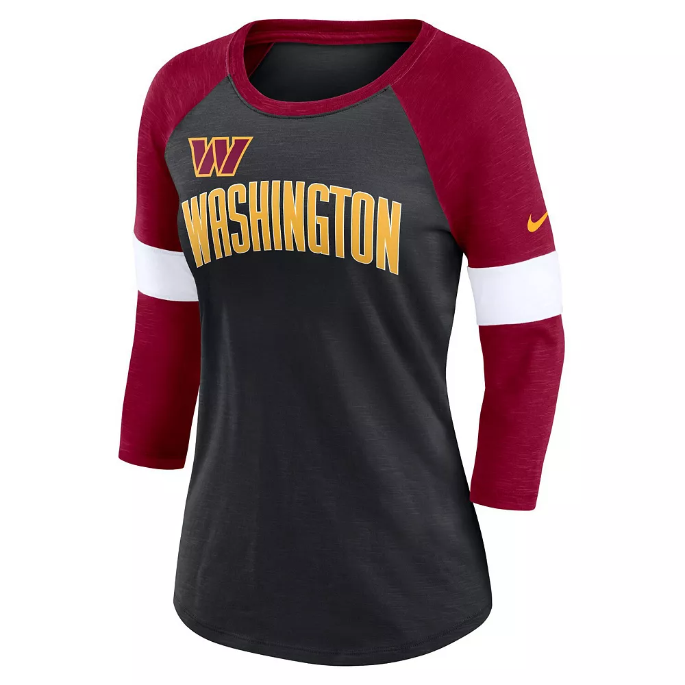Women's Nike Washington Commanders Heather Black/Burgundy Football Pride Raglan 3/4-Sleeve T-Shirt 3 Women's Nike Washington Commanders Heather Black/Burgundy Football Pride Raglan 3/4-Sleeve T-Shirt - Image 3