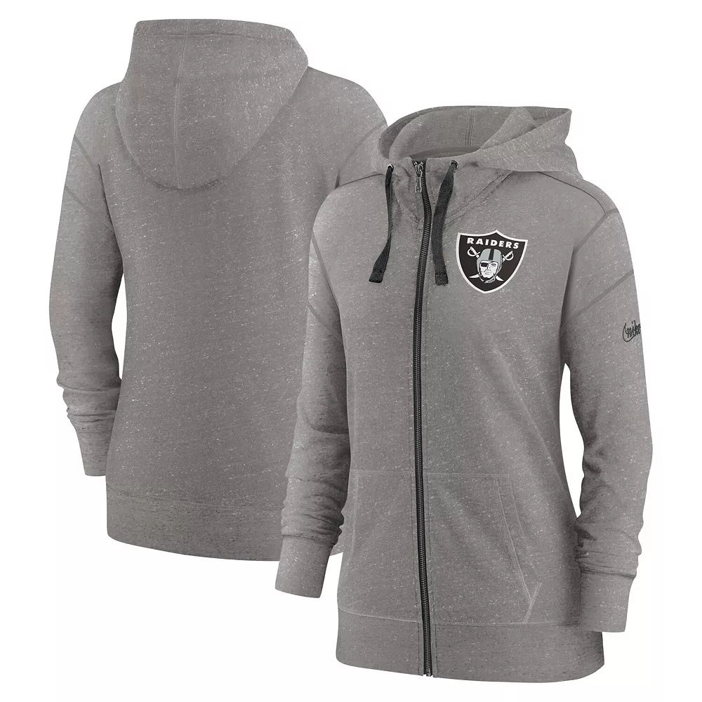 Women's Nike Heather Charcoal Las Vegas Raiders Gym Vintage Full-Zip Hoodie 1 Women's Nike Heather Charcoal Las Vegas Raiders Gym Vintage Full-Zip Hoodie