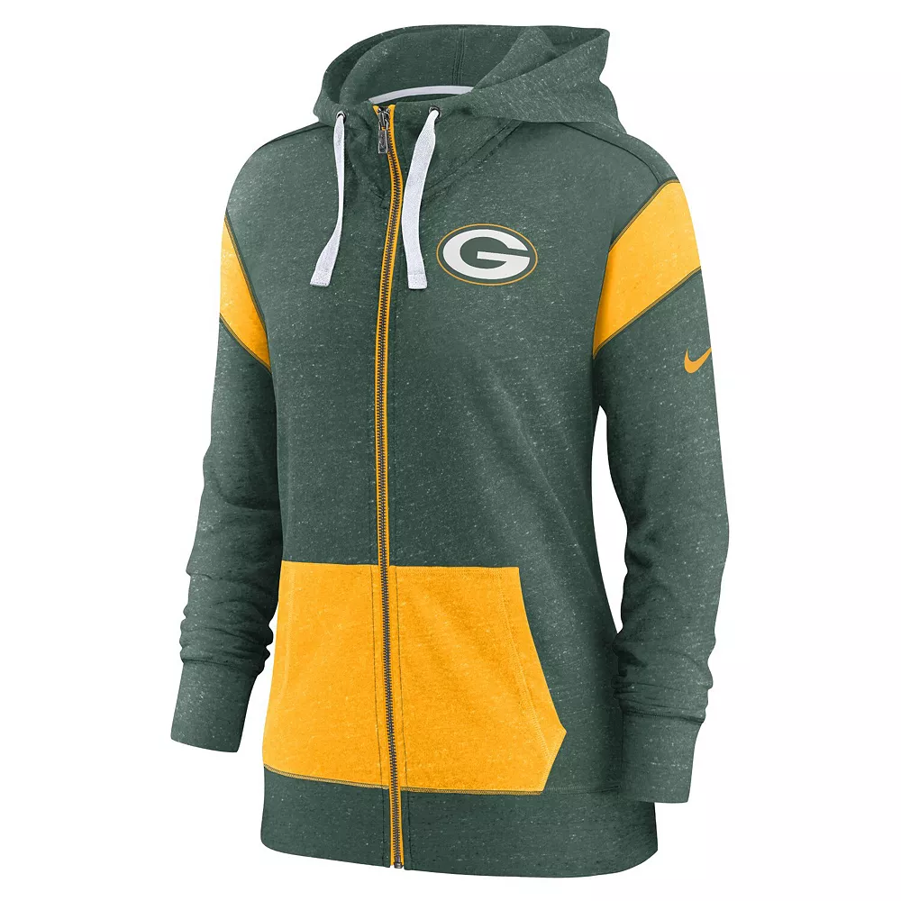 Women's Nike Heathered Green/Heathered Gold Green Bay Packers Monaco Full-Zip Hoodie 3 Women's Nike Heathered Green/Heathered Gold Green Bay Packers Monaco Full-Zip Hoodie - Image 3