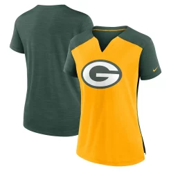 Women's Nike Gold/Green Green Bay Packers Impact Exceed Performance Notch Neck T-Shirt