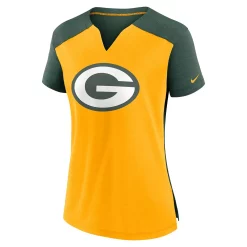 Women's Nike Gold/Green Green Bay Packers Impact Exceed Performance Notch Neck T-Shirt -Nike Clothing store 6026056 ALT2