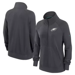 Women's Nike Charcoal Philadelphia Eagles Premium Raglan Performance Half-Zip Sweatshirt