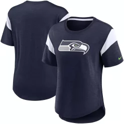 Women's Nike Heathered College Navy Seattle Seahawks Primary Logo Slub Fashion Top