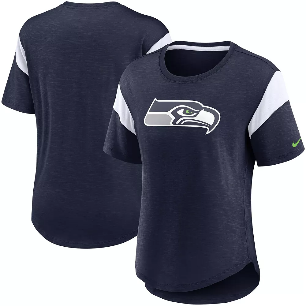 Women's Nike Heathered College Navy Seattle Seahawks Primary Logo Slub Fashion Top 2 Women's Nike Heathered College Navy Seattle Seahawks Primary Logo Slub Fashion Top - Image 2
