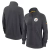 Women's Nike Charcoal Pittsburgh Steelers Premium Raglan Performance Half-Zip Sweatshirt