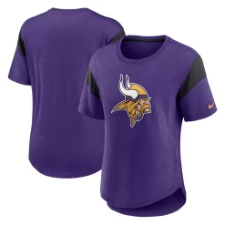 Women's Nike Heather Purple/Heather Black Minnesota Vikings Primary Logo Slub Fashion Top