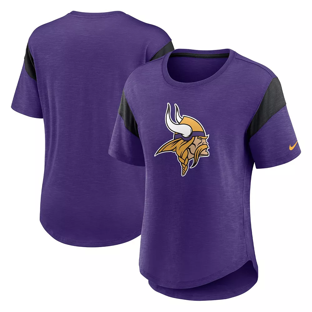 Women's Nike Heather Purple/Heather Black Minnesota Vikings Primary Logo Slub Fashion Top 2 Women's Nike Heather Purple/Heather Black Minnesota Vikings Primary Logo Slub Fashion Top - Image 2
