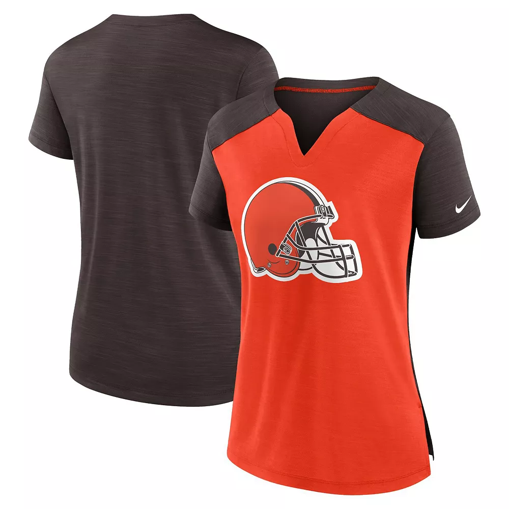 Women's Nike Orange/Brown Cleveland Browns Impact Exceed Performance Notch Neck T-Shirt 2 Women's Nike Orange/Brown Cleveland Browns Impact Exceed Performance Notch Neck T-Shirt - Image 2
