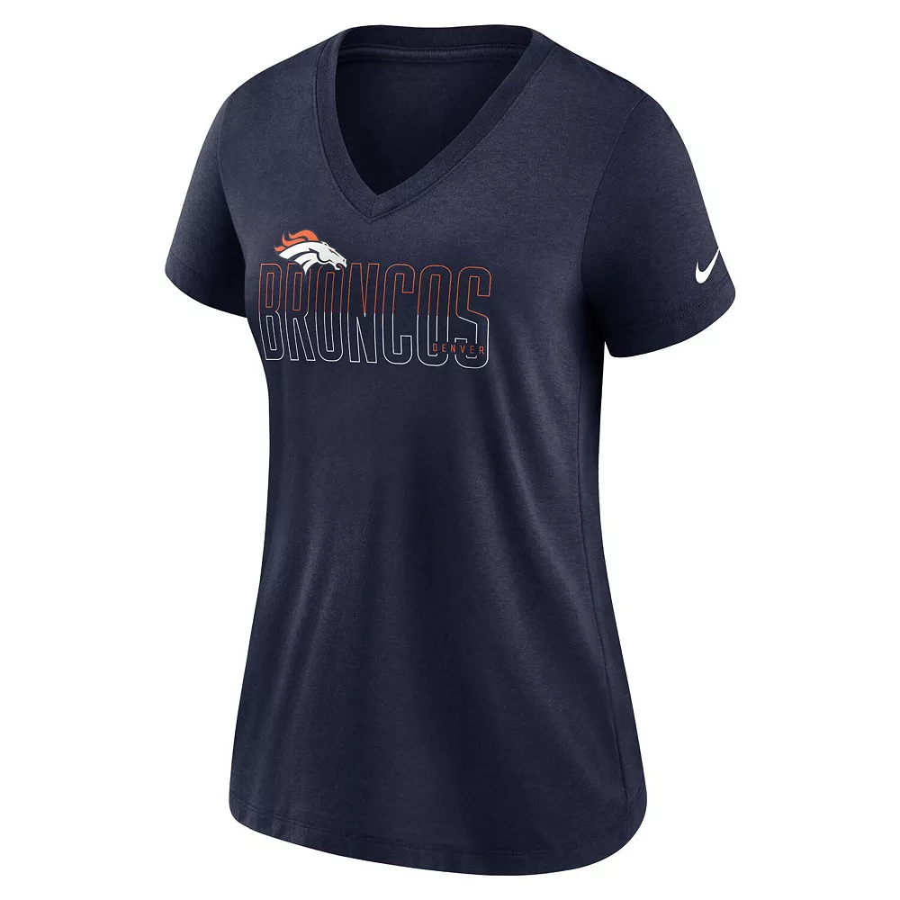 Women's Nike Heathered Navy Denver Broncos Lock Up Tri-Blend V-Neck T-Shirt 3 Women's Nike Heathered Navy Denver Broncos Lock Up Tri-Blend V-Neck T-Shirt - Image 3