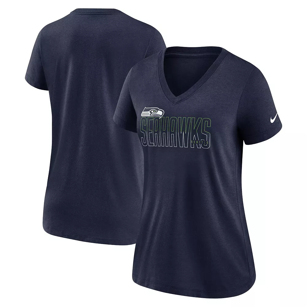 Women's Nike Heathered College Navy Seattle Seahawks Lock Up Tri-Blend V-Neck T-Shirt 2 Women's Nike Heathered College Navy Seattle Seahawks Lock Up Tri-Blend V-Neck T-Shirt - Image 2