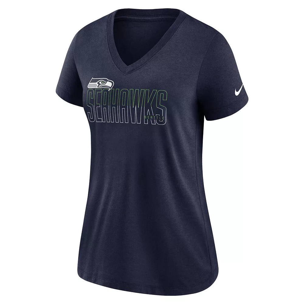 Women's Nike Heathered College Navy Seattle Seahawks Lock Up Tri-Blend V-Neck T-Shirt 3 Women's Nike Heathered College Navy Seattle Seahawks Lock Up Tri-Blend V-Neck T-Shirt - Image 3