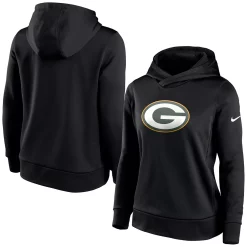 Women's Nike Black Green Bay Packers Performance Pullover Hoodie