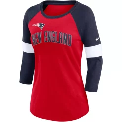 Women's Nike New England Patriots Heathered Red/Heathered Navy Football Pride Slub 3/4 Raglan Sleeve T-Shirt -Nike Clothing store 6027180 ALT2