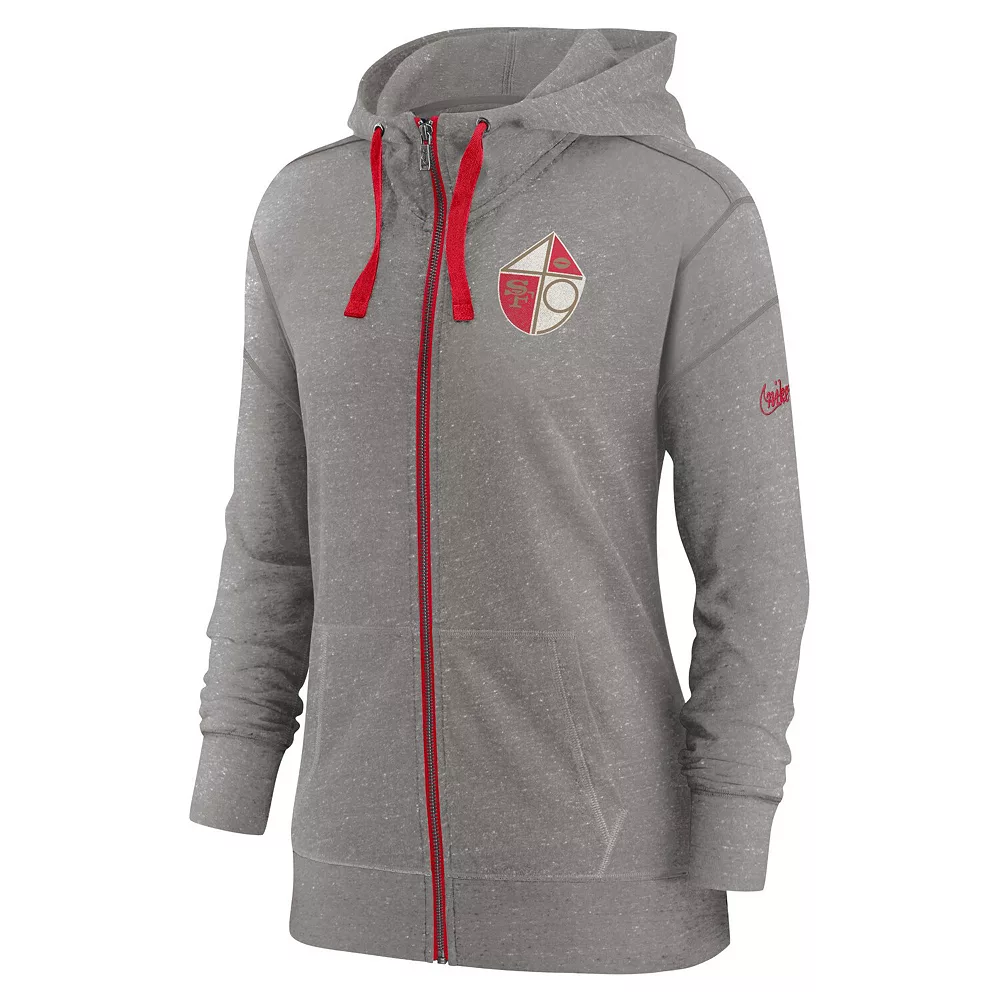 Women's Nike Heather Charcoal San Francisco 49ers Gym Vintage Full-Zip Hoodie 3 Women's Nike Heather Charcoal San Francisco 49ers Gym Vintage Full-Zip Hoodie - Image 3