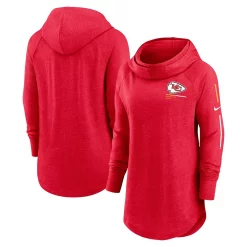 Women's Nike Red Kansas City Chiefs Minimal Statement Raglan Funnel Neck Pullover Hoodie