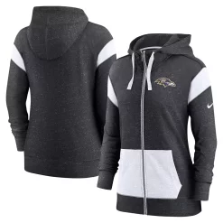 Women's Nike Heathered Black/Heathered White Baltimore Ravens Monaco Full-Zip Hoodie