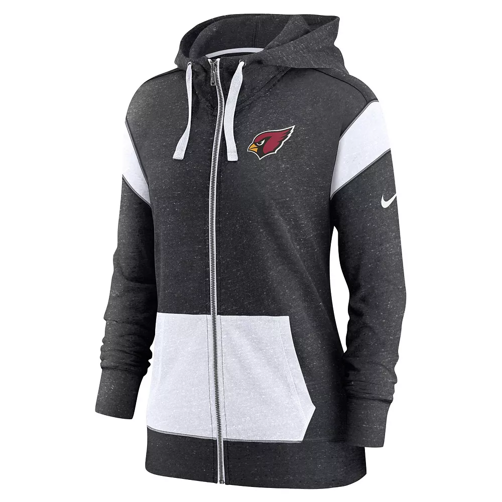 Women's Nike Heathered Black/White Arizona Cardinals Monaco Full-Zip Hoodie 3 Women's Nike Heathered Black/White Arizona Cardinals Monaco Full-Zip Hoodie - Image 3