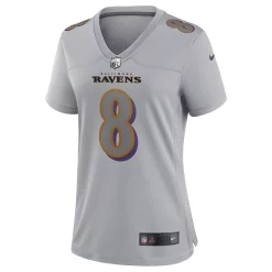 Women's Nike Lamar Jackson Gray Baltimore Ravens Atmosphere Fashion Game Jersey 5 Women's Nike Lamar Jackson Gray Baltimore Ravens Atmosphere Fashion Game Jersey -Nike Clothing store 6027607 ALT2