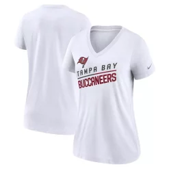 Women's Nike White Tampa Bay Buccaneers Slant Logo Tri-Blend V-Neck T-Shirt