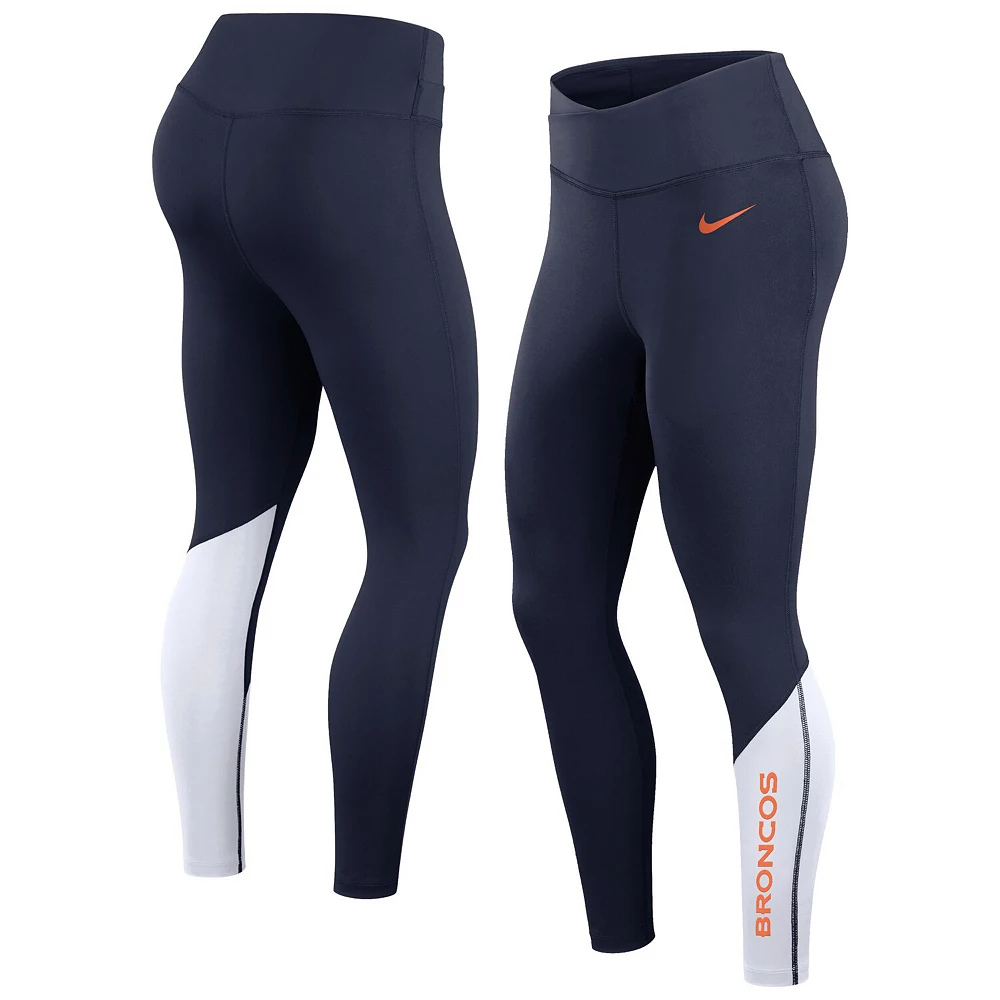 Women's Nike Navy/White Denver Broncos 7/8 Performance Leggings 1 Women's Nike Navy/White Denver Broncos 7/8 Performance Leggings