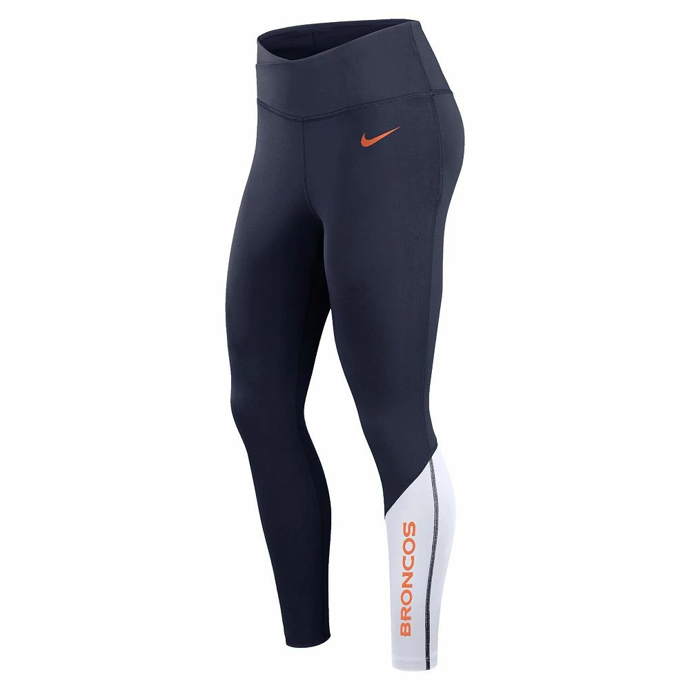 Women's Nike Navy/White Denver Broncos 7/8 Performance Leggings 3 Women's Nike Navy/White Denver Broncos 7/8 Performance Leggings - Image 3