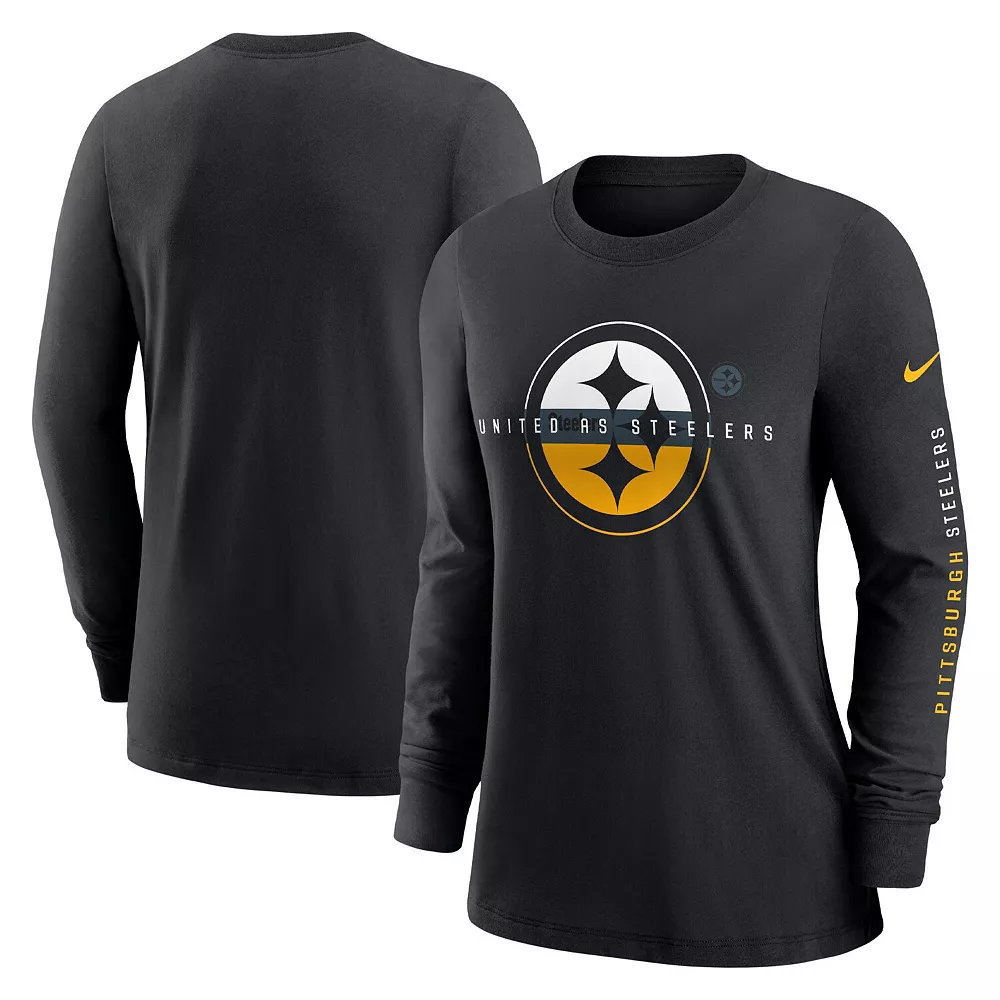 Women's Nike Black Pittsburgh Steelers Prime Split Long Sleeve T-Shirt 1 Women's Nike Black Pittsburgh Steelers Prime Split Long Sleeve T-Shirt