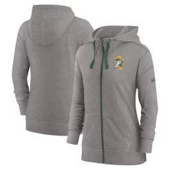 Women's Nike Heather Charcoal Green Bay Packers Gym Vintage Full-Zip Hoodie
