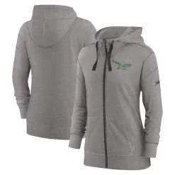 Women's Nike Heather Charcoal Philadelphia Eagles Gym Vintage Full-Zip Hoodie