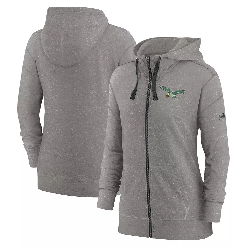 Women's Nike Heather Charcoal Philadelphia Eagles Gym Vintage Full-Zip Hoodie 1 Women's Nike Heather Charcoal Philadelphia Eagles Gym Vintage Full-Zip Hoodie