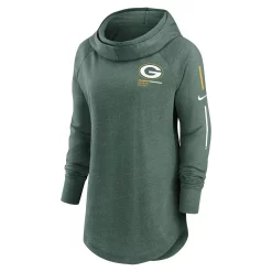 Women's Nike Heathered Green Green Bay Packers Minimal Statement Raglan Funnel Neck Pullover Hoodie -Nike Clothing store 6028249 ALT2