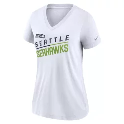 Women's Nike White Seattle Seahawks Slant Logo Tri-Blend V-Neck T-Shirt -Nike Clothing store 6028258 ALT2