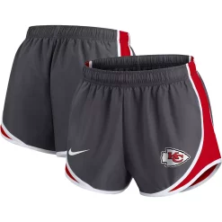 Women's Nike Charcoal Kansas City Chiefs Plus Size Logo Performance Tempo Shorts