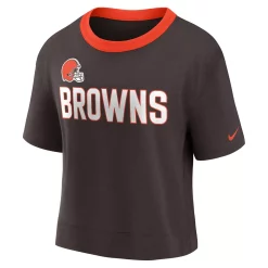 Women's Nike Brown Cleveland Browns High Hip Fashion Cropped Top -Nike Clothing store 6028385 ALT2