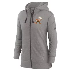 Women's Nike Heather Charcoal Cleveland Browns Gym Vintage Full-Zip Hoodie -Nike Clothing store 6028666 ALT2