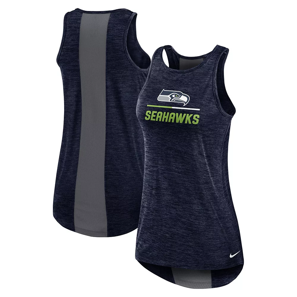 Women's Nike College Navy Seattle Seahawks High Neck Performance Tank Top 2 Women's Nike College Navy Seattle Seahawks High Neck Performance Tank Top - Image 2