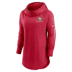 Women's Nike Scarlet San Francisco 49ers Minimal Statement Raglan Funnel Neck Pullover Hoodie -Nike Clothing store 6028704 ALT2