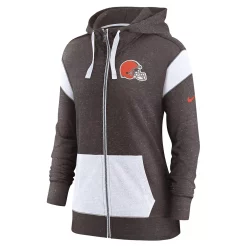 Women's Nike Heathered Brown/Heathered White Cleveland Browns Monaco Full-Zip Hoodie -Nike Clothing store 6028759 ALT2