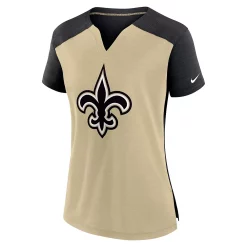 Women's Nike Gold/Black New Orleans Saints Impact Exceed Performance Notch Neck T-Shirt -Nike Clothing store 6028837 ALT2